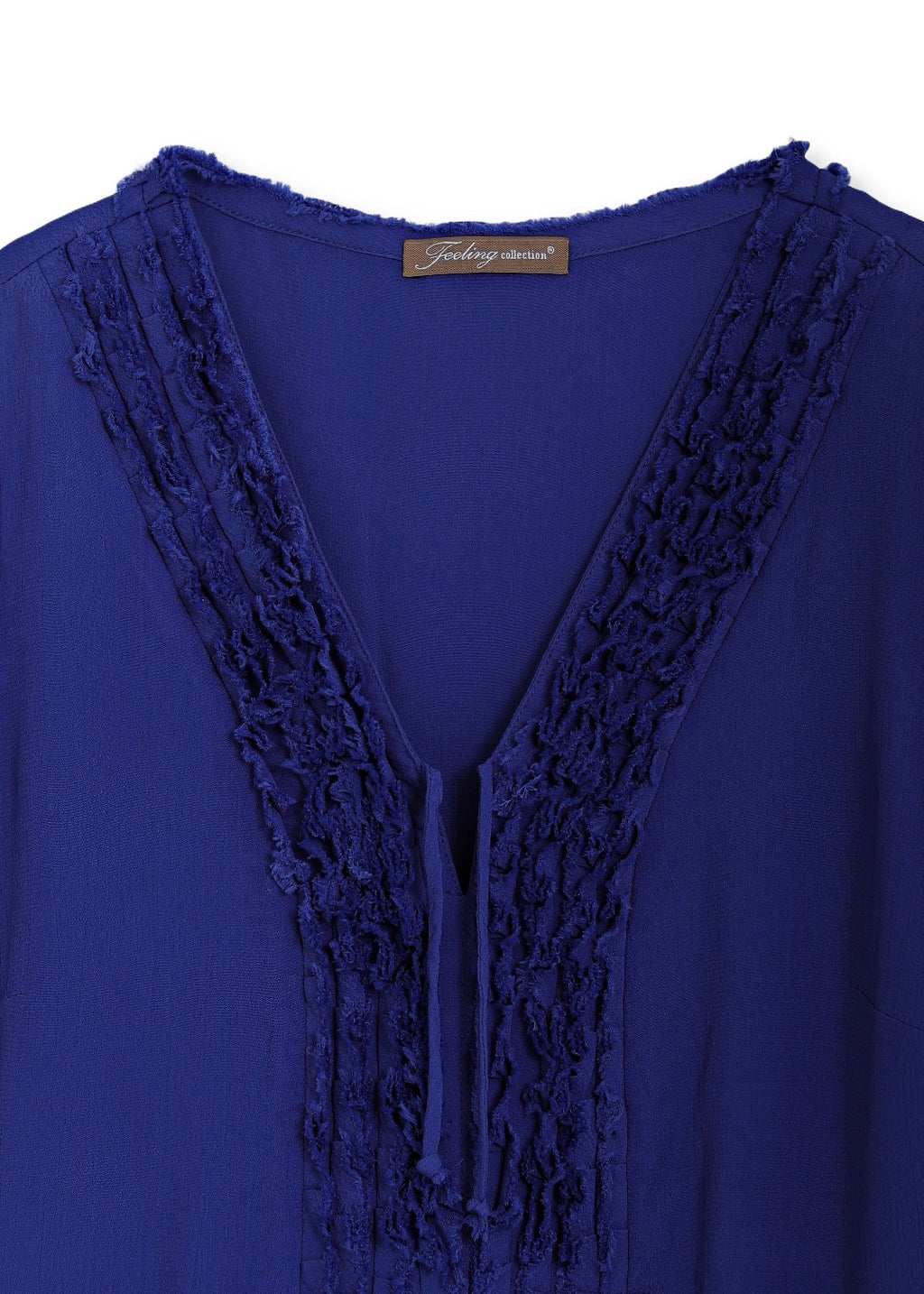 Midilång klänning med ärm i crêpe viskos - blue