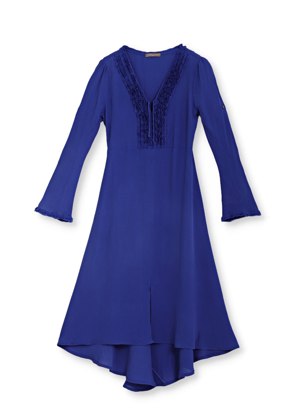 Midilång klänning med ärm i crêpe viskos - blue