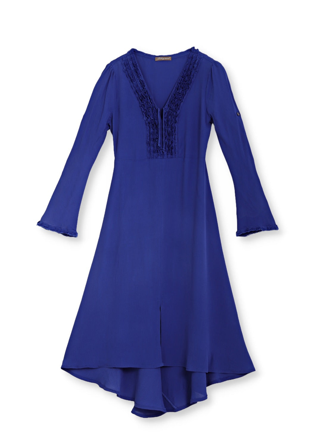 Midilång klänning med ärm i crêpe viskos - blue