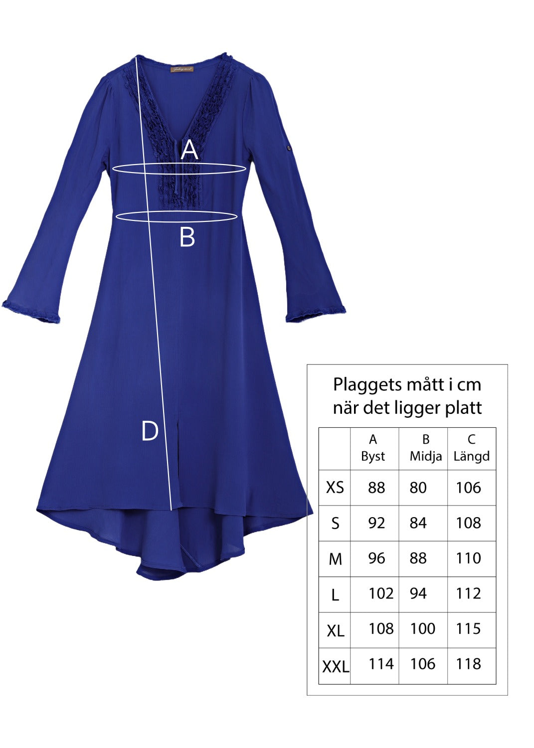 Midilång klänning med ärm i crêpe viskos - blue