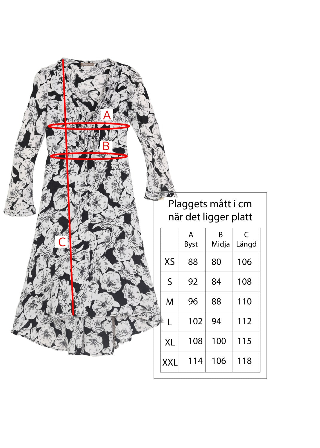 Midilång klänning med ärm i mönstrad crêpe viskos - white rose