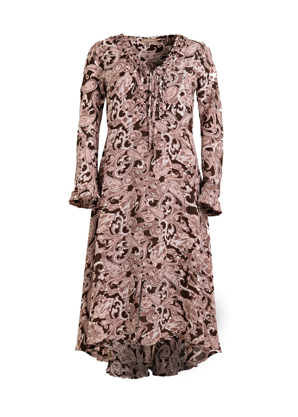 Midilång klänning med ärm i viskos | Maggan Pink Paisley