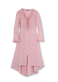 Pink Long sleeve dress in small floral viscose crepe