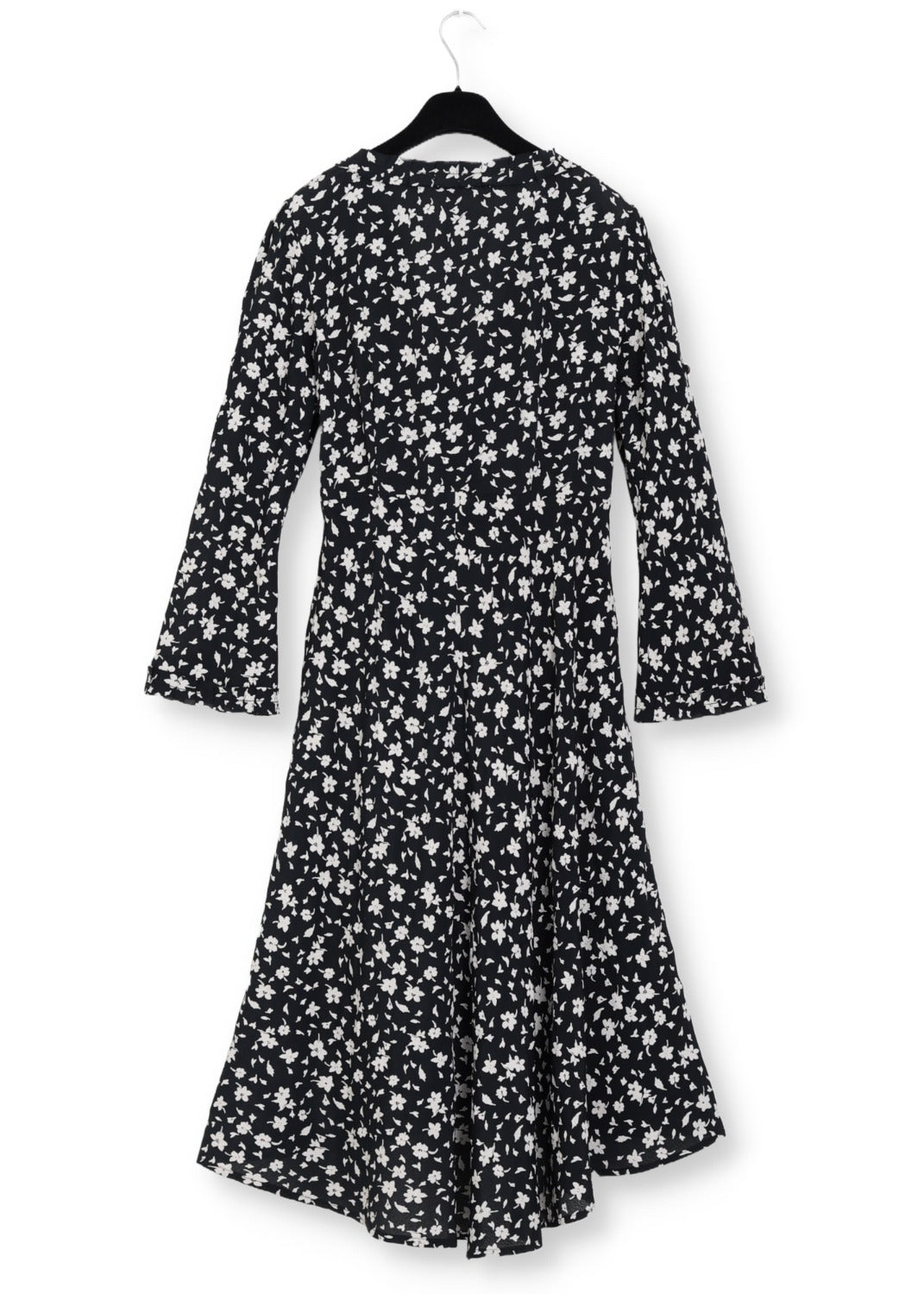 Midilång klänning med ärm i mönstrad crêpe viskos