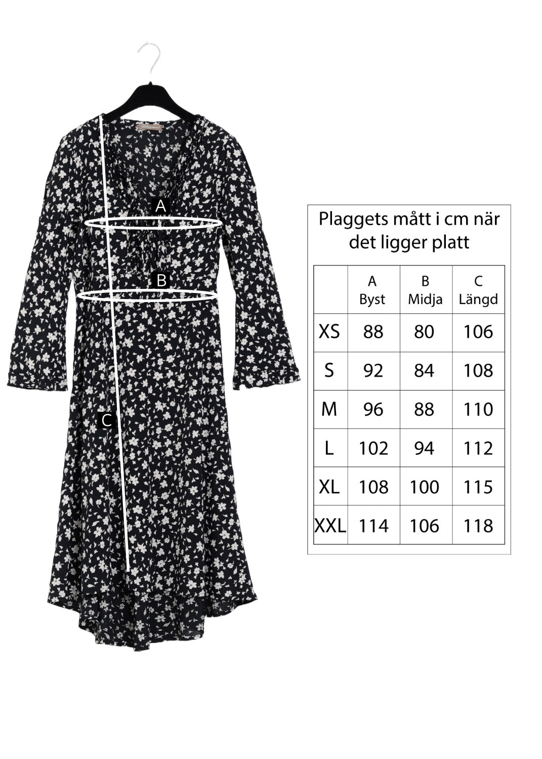 Midilång klänning med ärm i mönstrad crêpe viskos