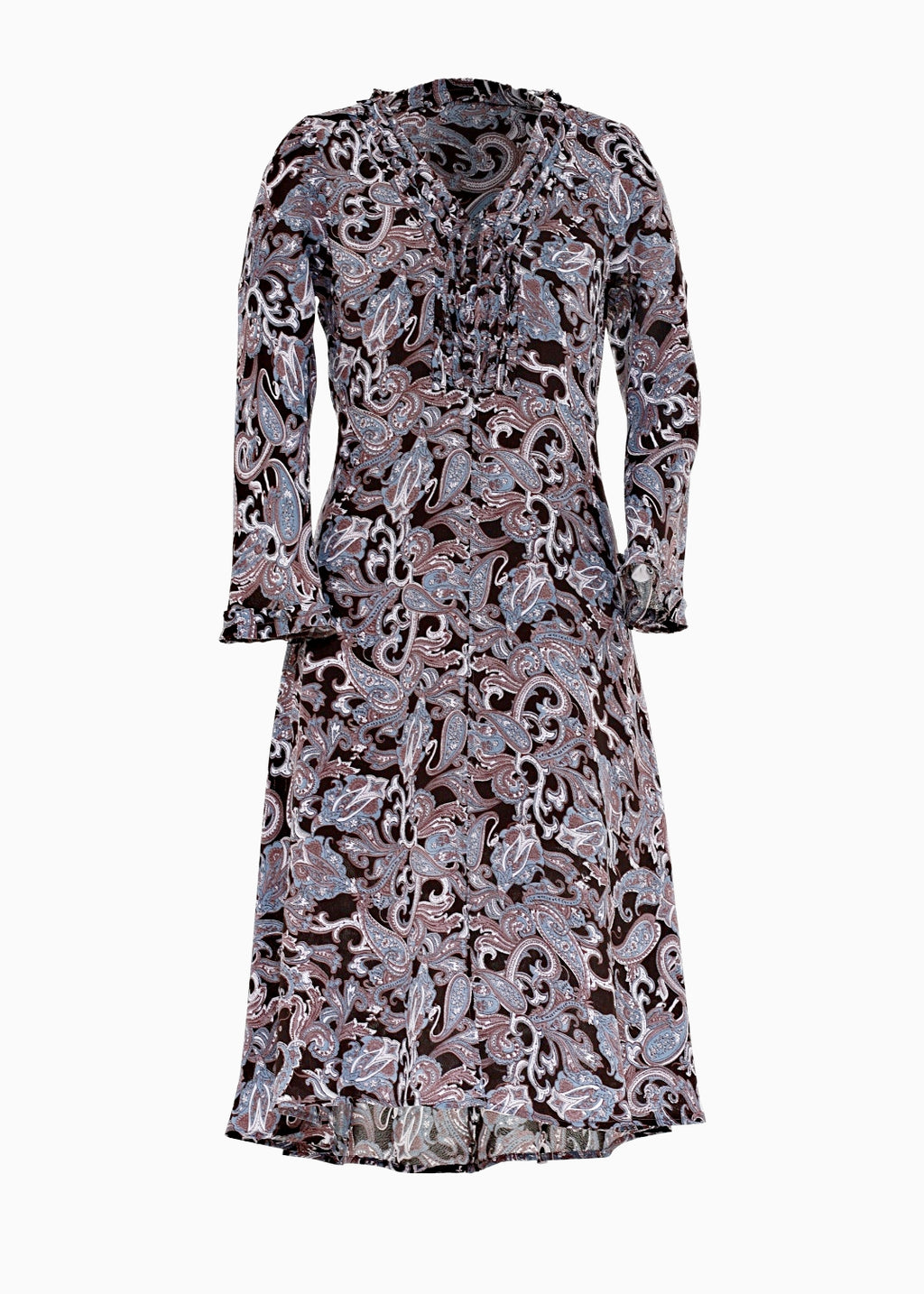 Midilång klänning med ärm i viskos - Blue Paisley