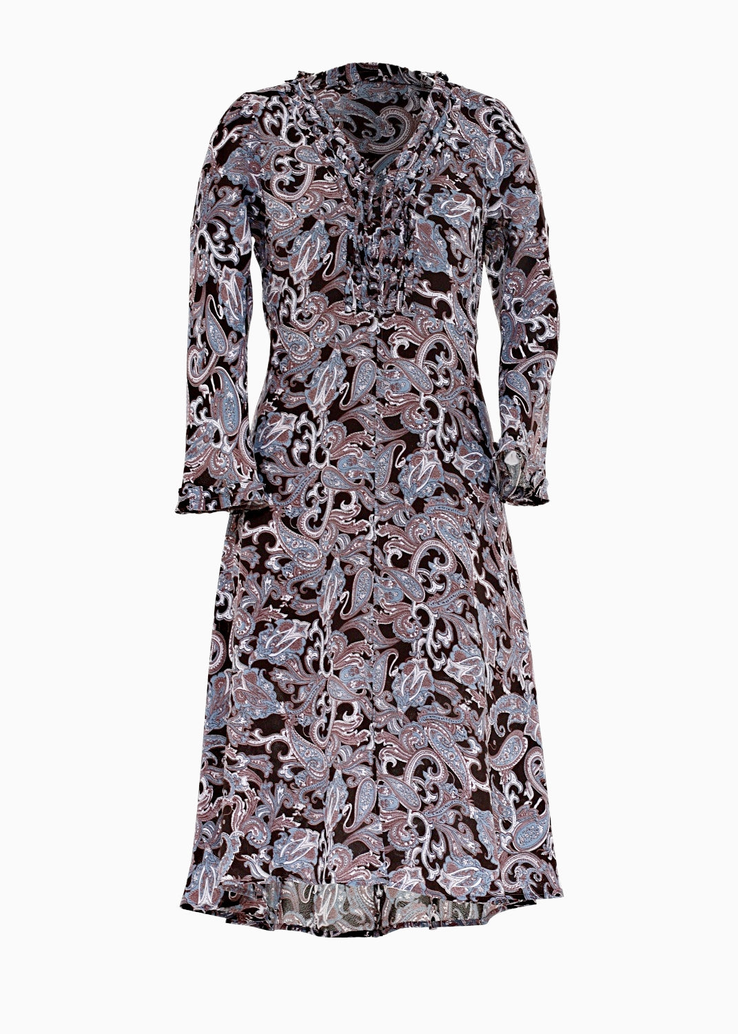 Midilång klänning med ärm i viskos - Blue Paisley