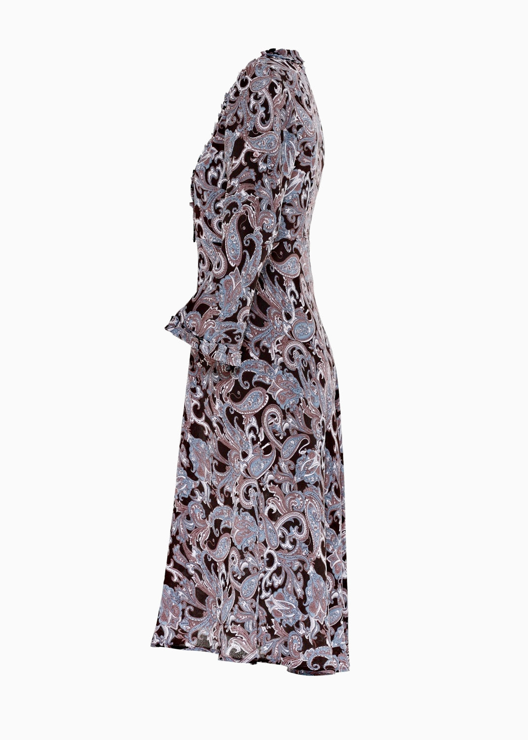 Midilång klänning med ärm i viskos - Blue Paisley