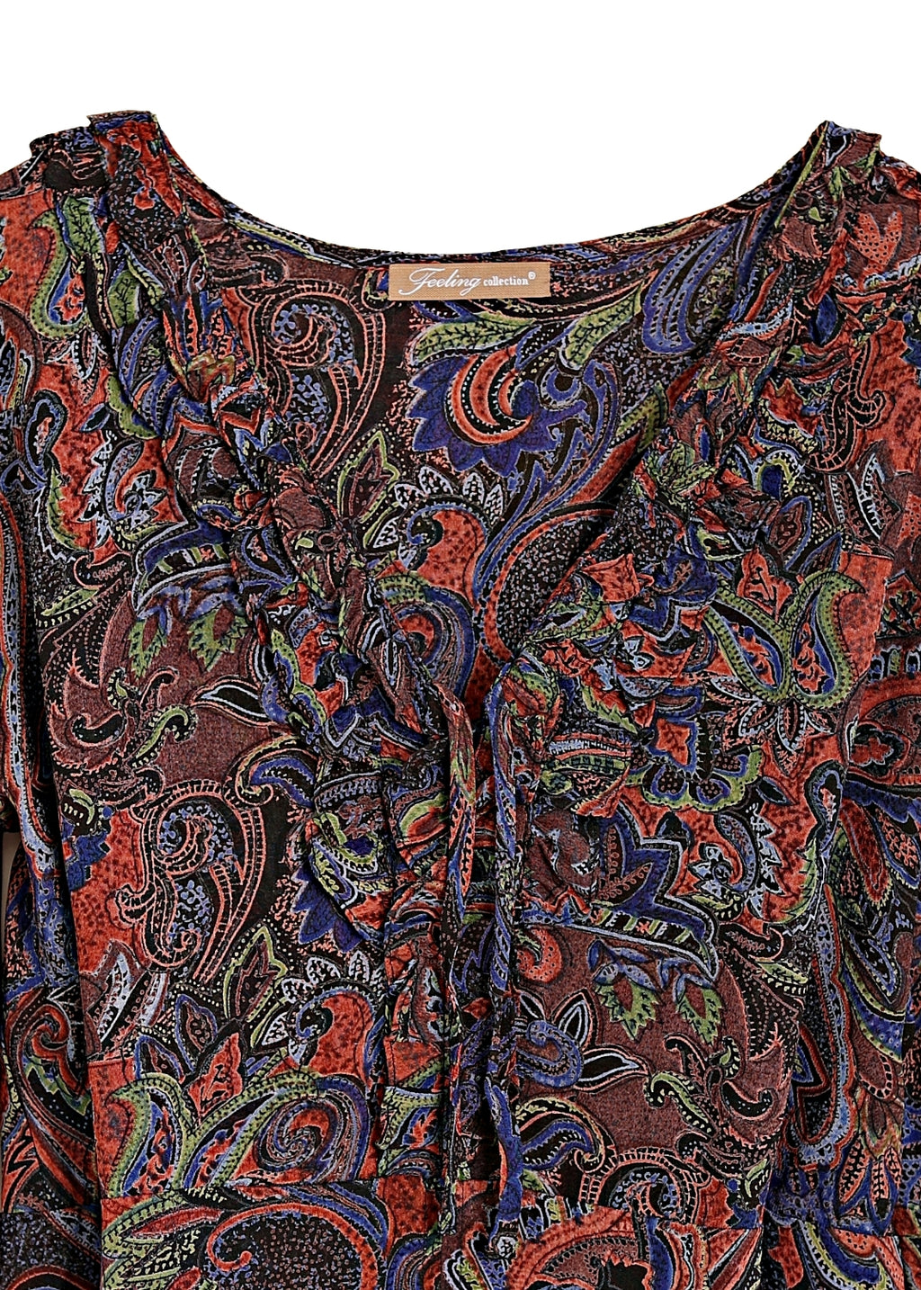 Midilång klänning med ärm i mönstrad viskos crêpe georgette