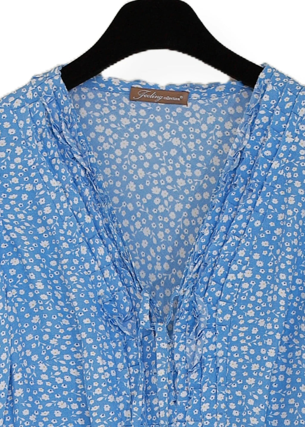 Midilång klänning med ärm i crêpe viskos | Maggan Sky Blue