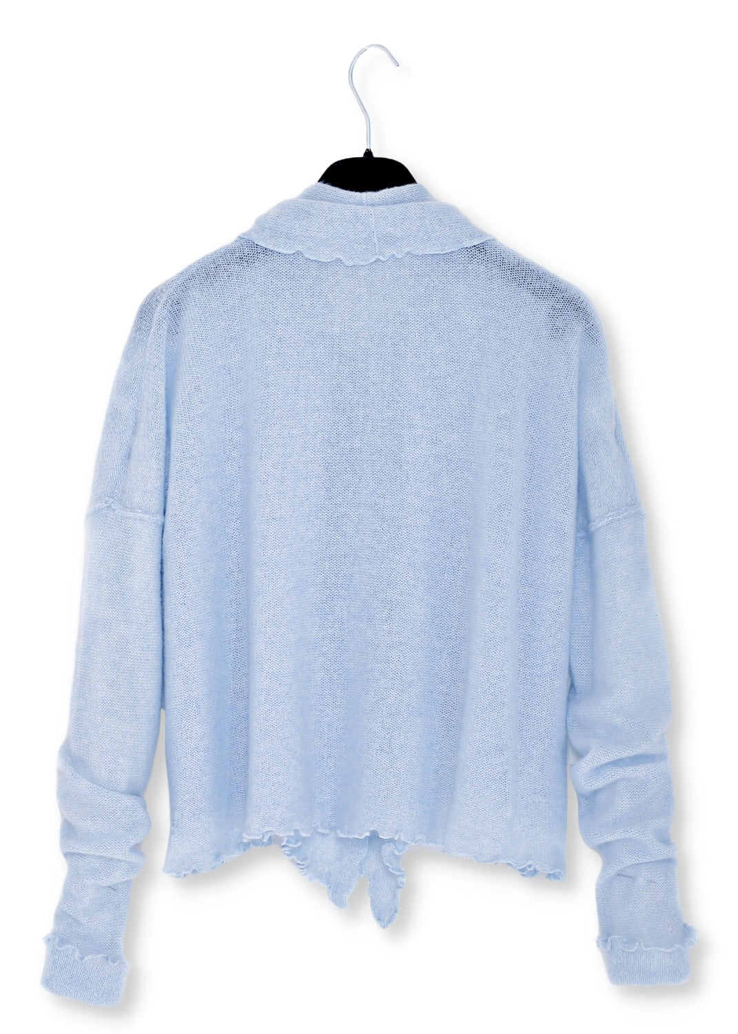 Kashmir cardigan med draperad sjalkrage - Sky blue