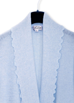 Kashmir cardigan med draperad sjalkrage - Sky blue