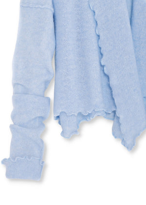 Kashmir cardigan med draperad sjalkrage - Sky blue