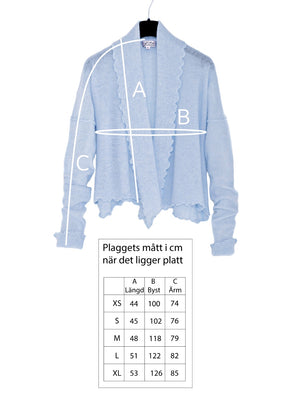 Kashmir cardigan med draperad sjalkrage - Sky blue