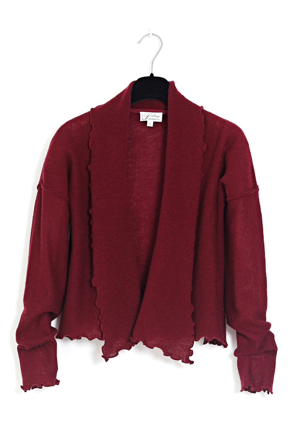 Cardigan Wrap i wine red gjord av ren kashmir för extra lyxig komfort.