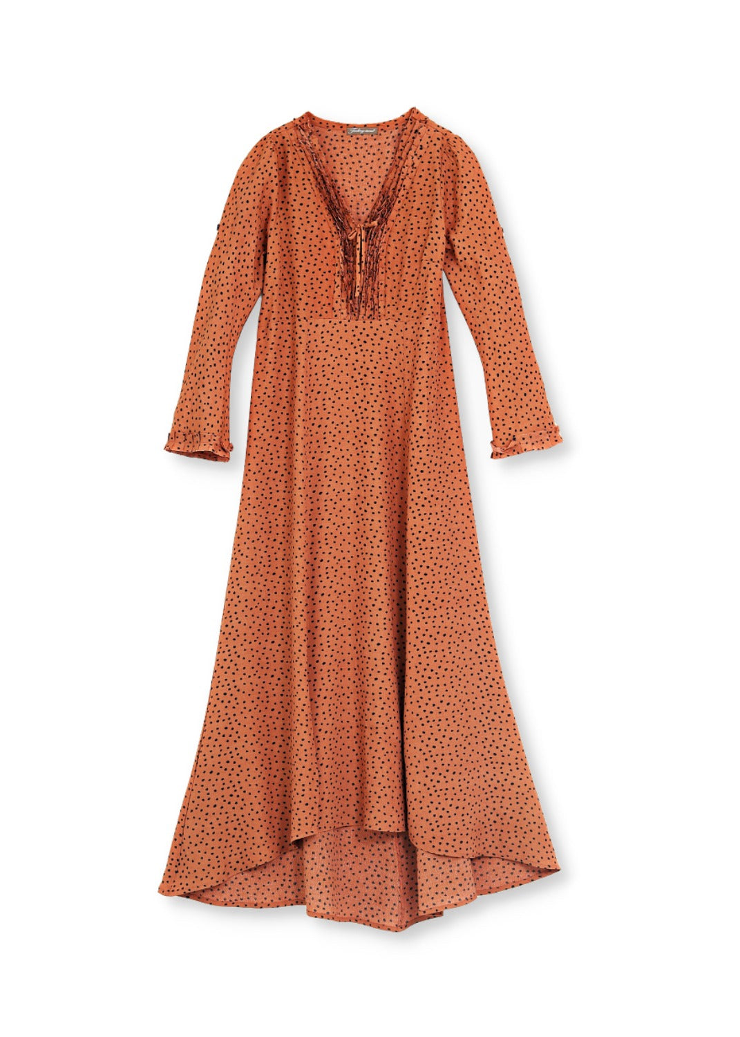 Soldränkt bränd orange maxilång klänning, enkel och sofistikerad i lyxig viskos crêpe en tidlös 70-tals inspirerad look.