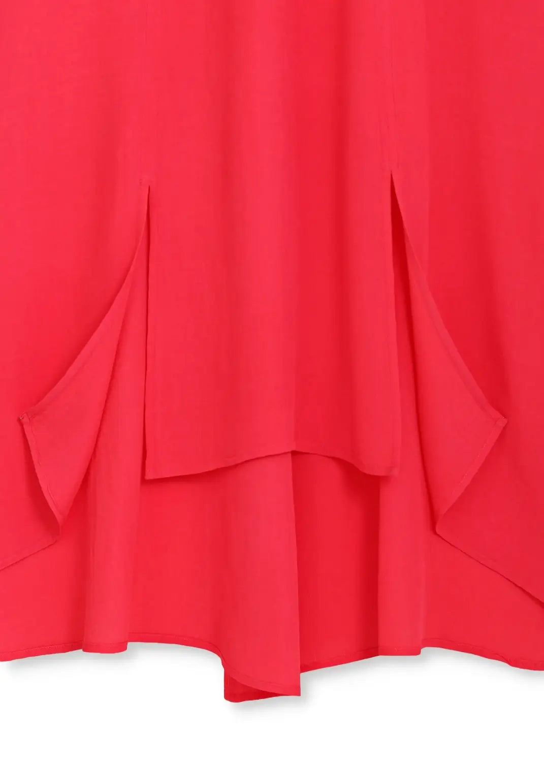 Mila Corallröd lång klänning med ärm i viskos slits detalj