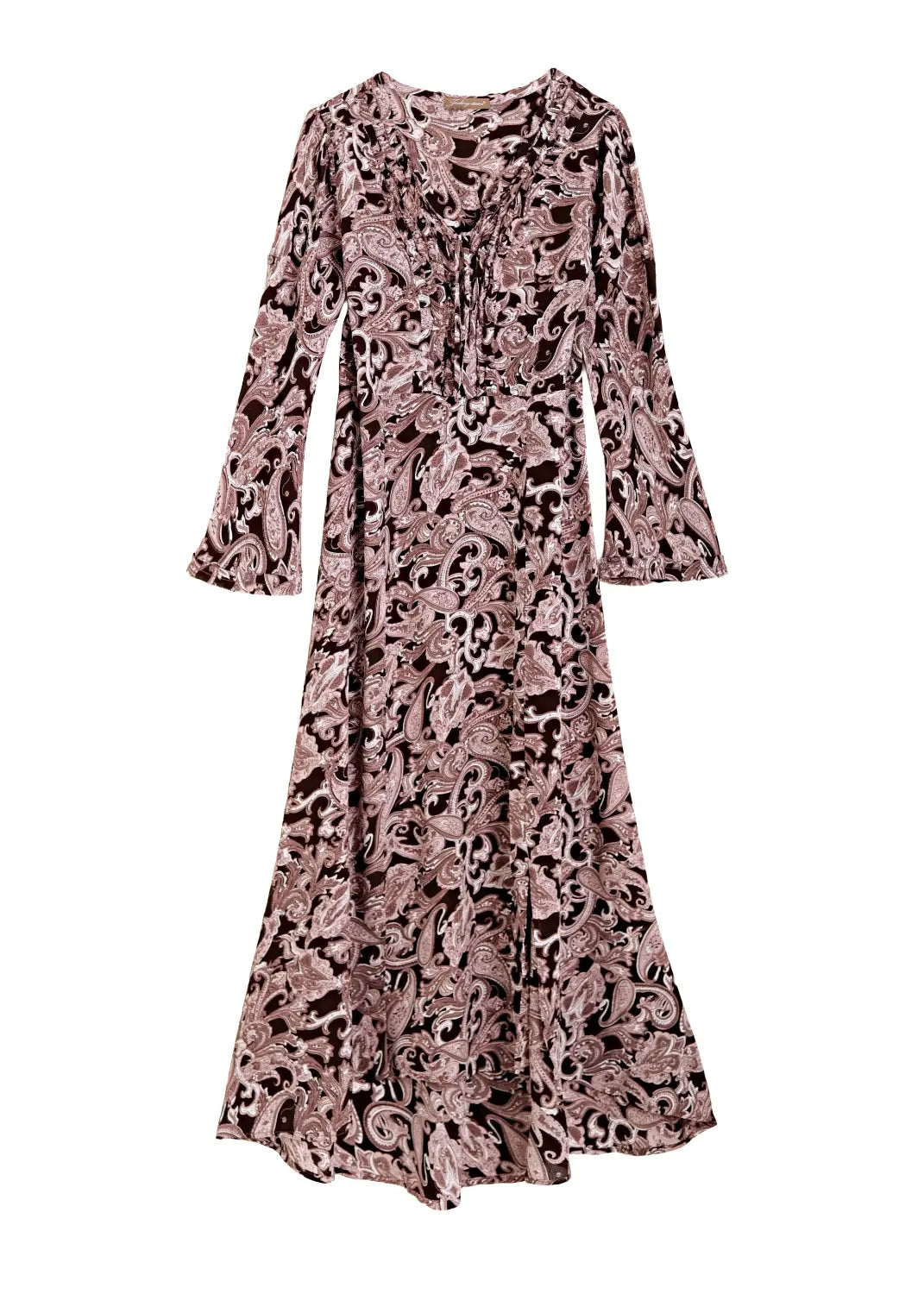 Mila dress lång viskosklänning rosa paisley front vy