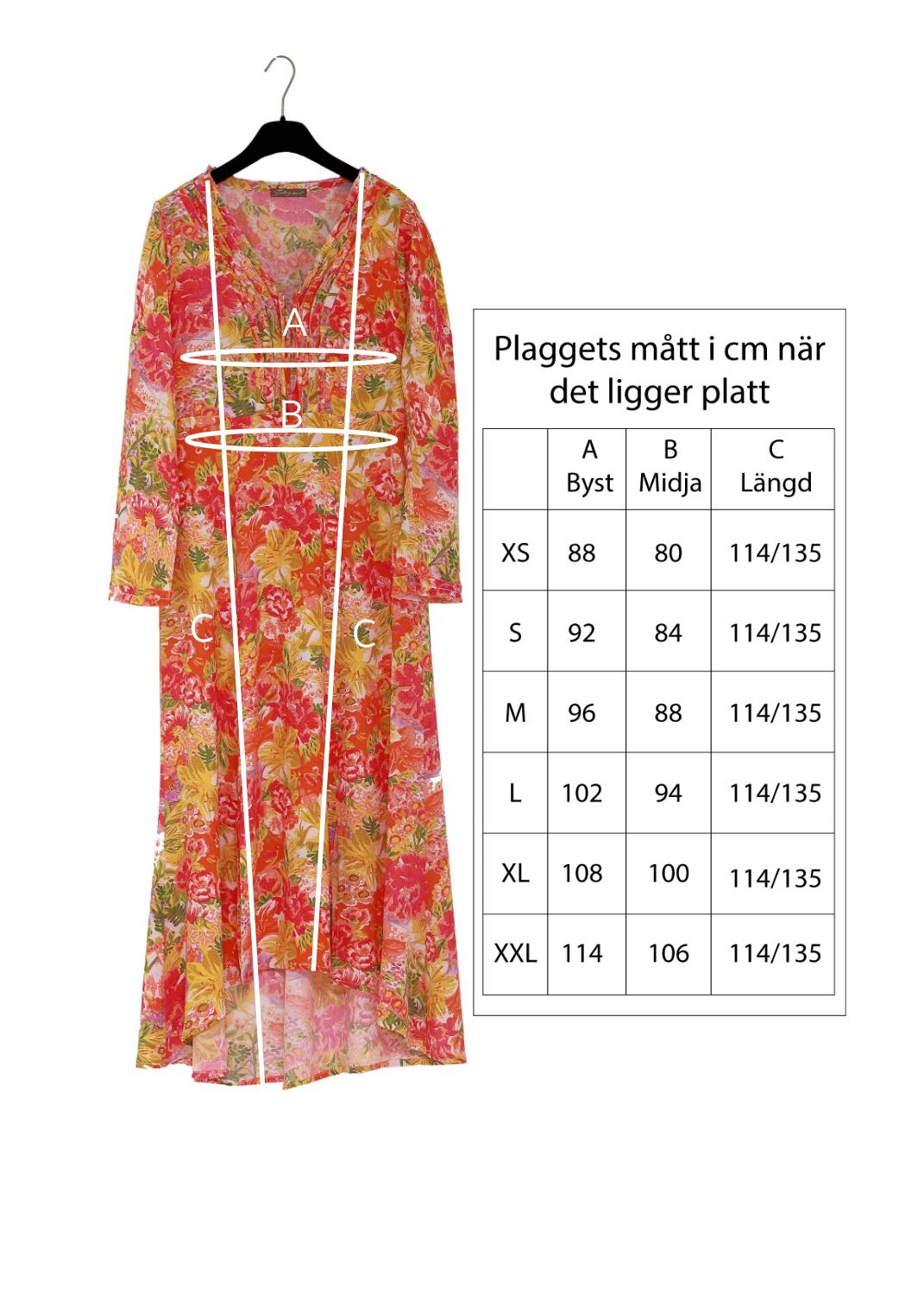 Maxilång klänning med ärm i sommar blommig crêpe viskos