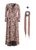 Mila lång klänning | Pink Paisley + Silk scarf