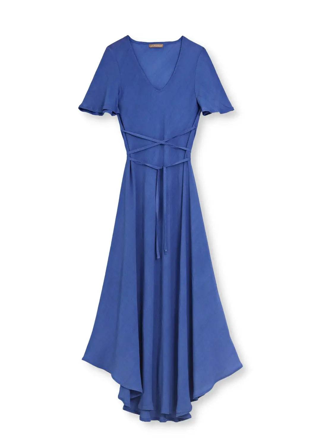 Maxilång klänning med kort ärm | Minna dress blue