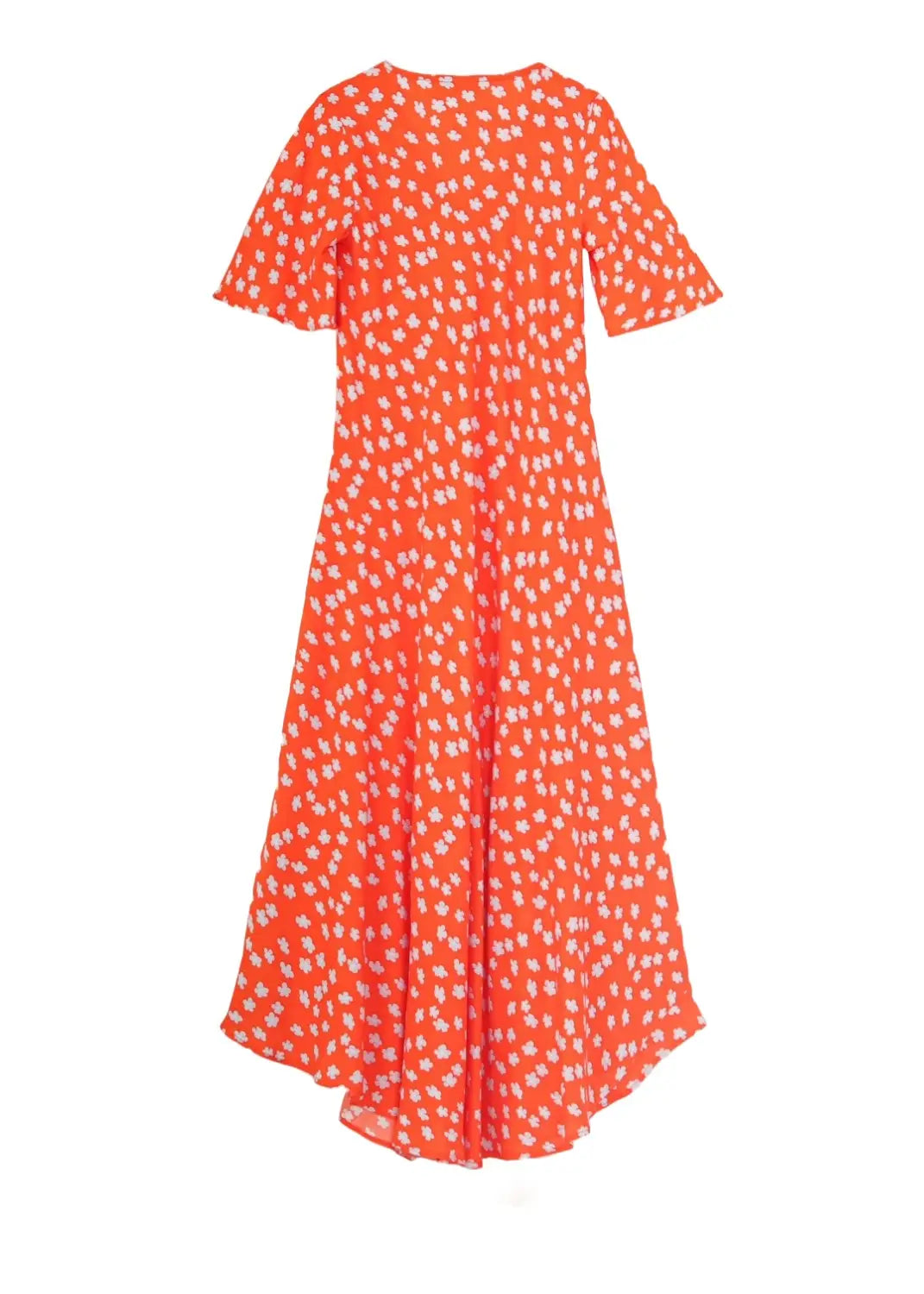 Minna Dress – Lång Klänning i Viskos | Bohemisk orange prick – Feeling Collection