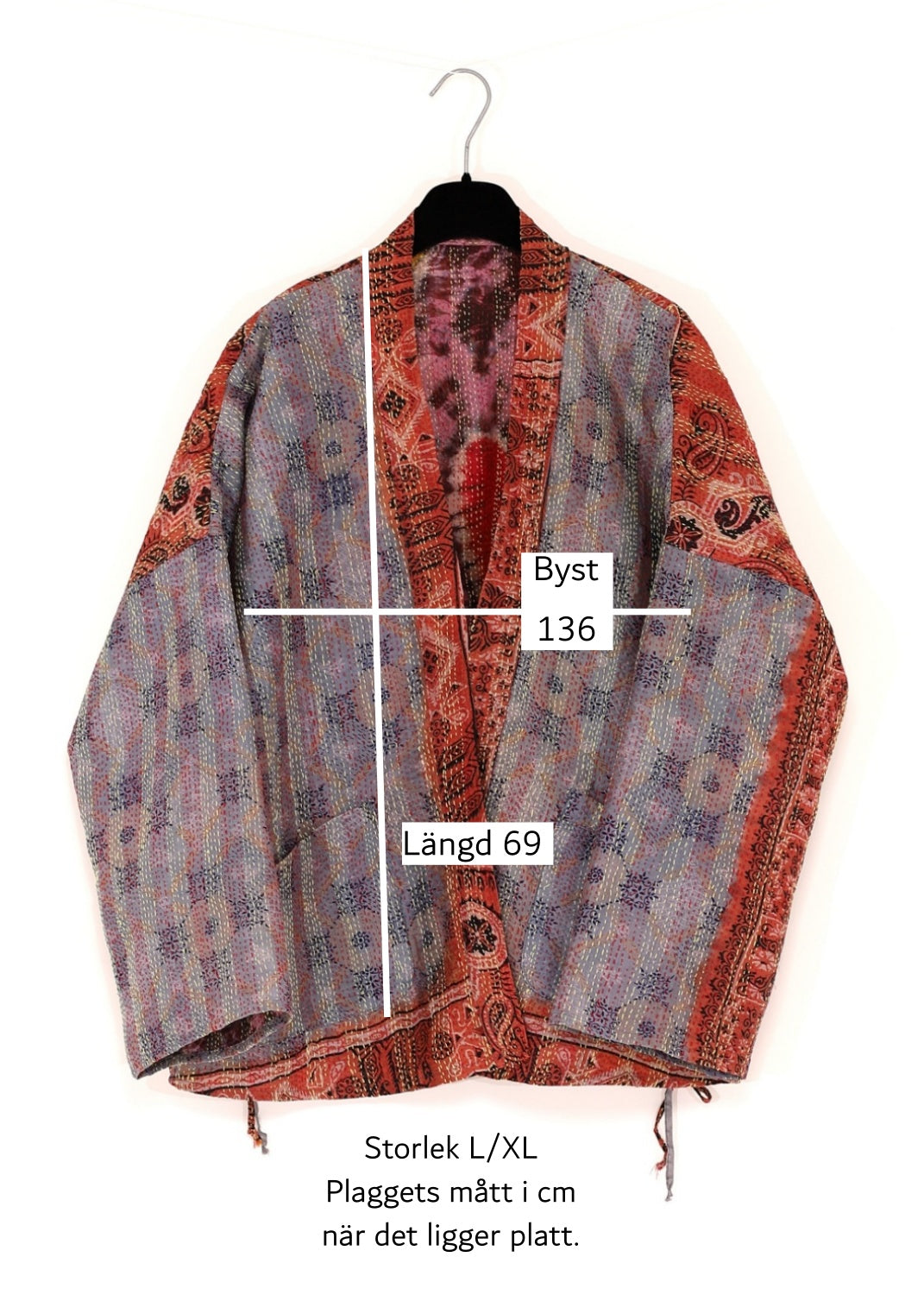 Vändbar jacka i handbroderat unikt vintage siden - 18/50