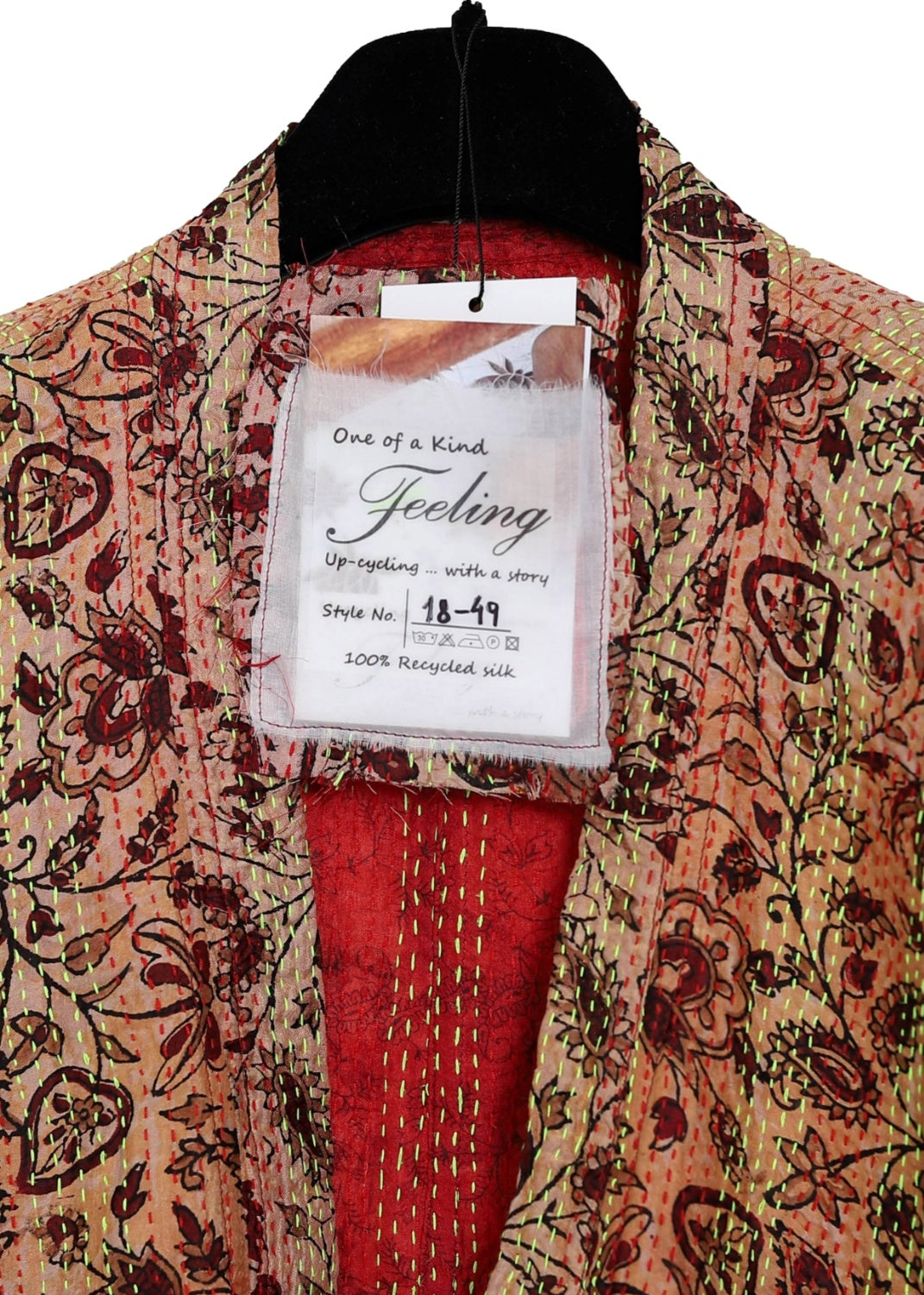 Vändbar jacka i handbroderat unikt vintage siden -  18/49