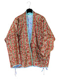 Vändbar kimono jacka i handbroderat unikt vintage siden -  18/63