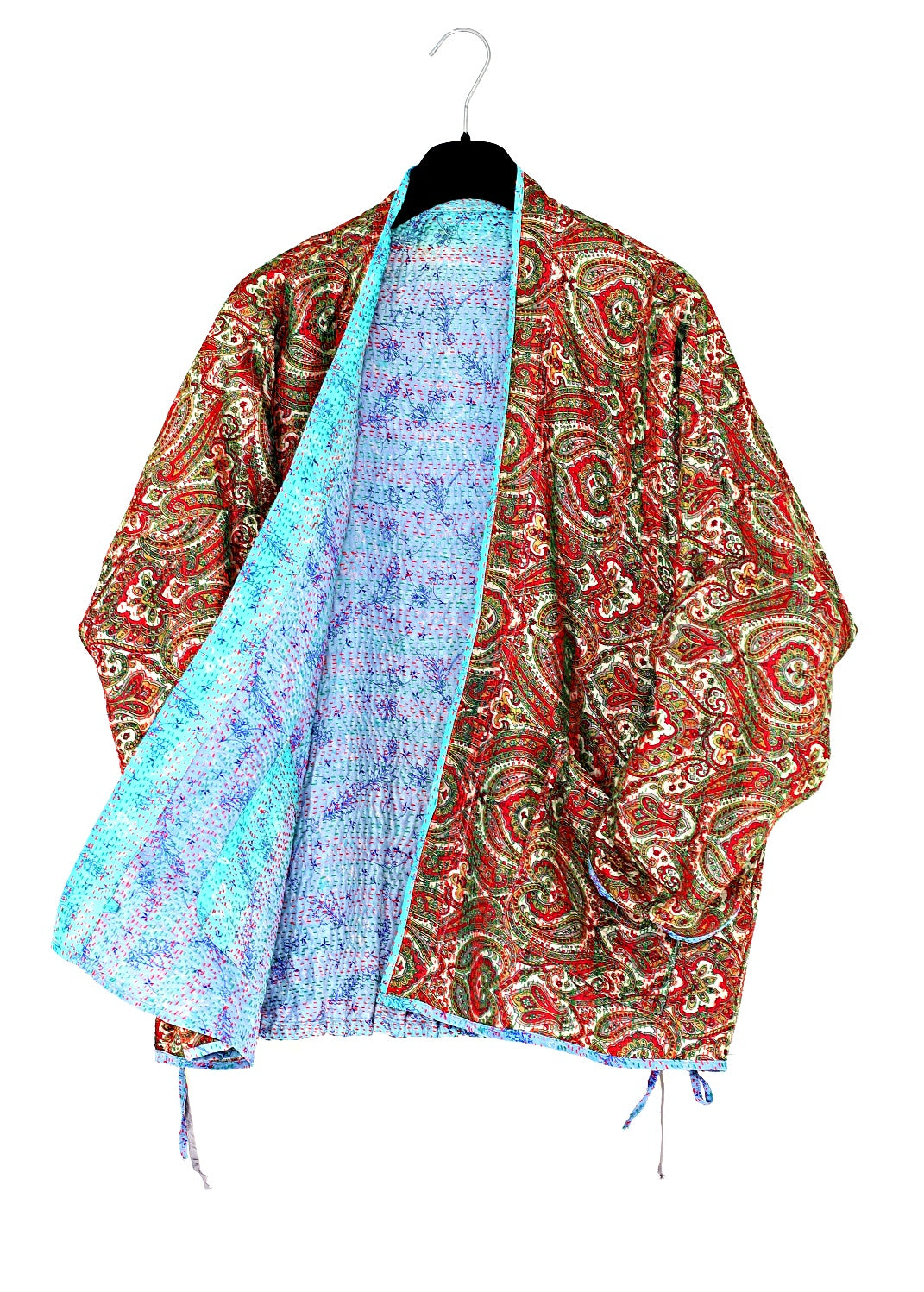 Vändbar kimono jacka i handbroderat unikt vintage siden -  18/63