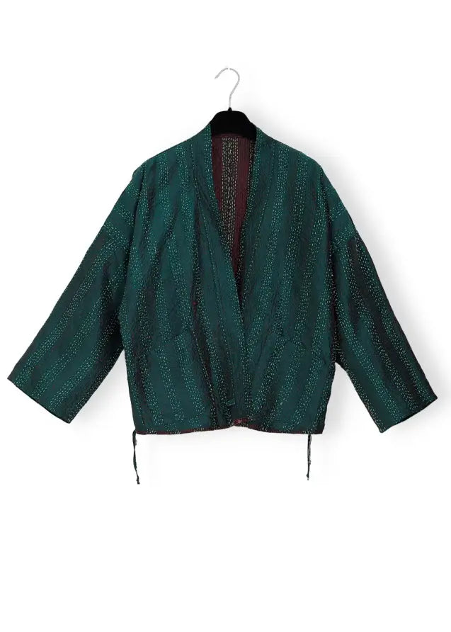 Vändbar jacka i handbroderat unikt vintage siden -  18/45