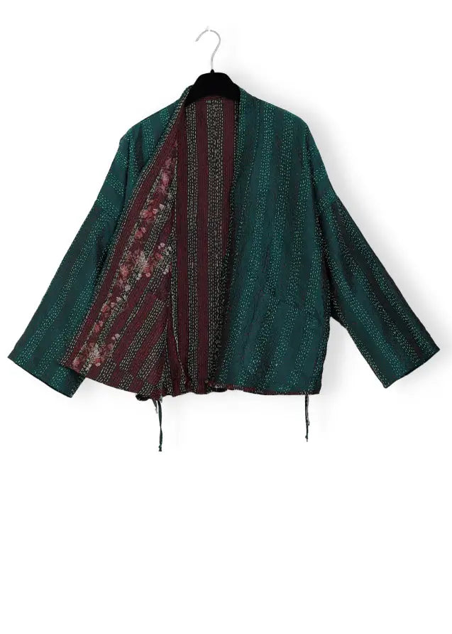 Vändbar jacka i handbroderat unikt vintage siden -  18/45