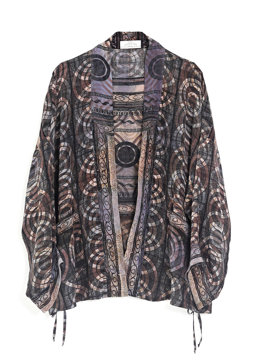 Kimono jacka i handtryckt vintage siden