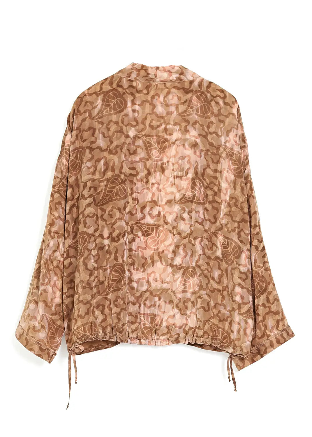 Handtryckt Vintage Silk Kimono Jacka – Beige 28