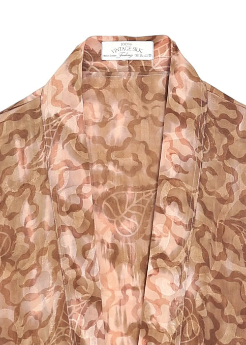 Handtryckt Vintage Silk Kimono Jacka – Beige 28
