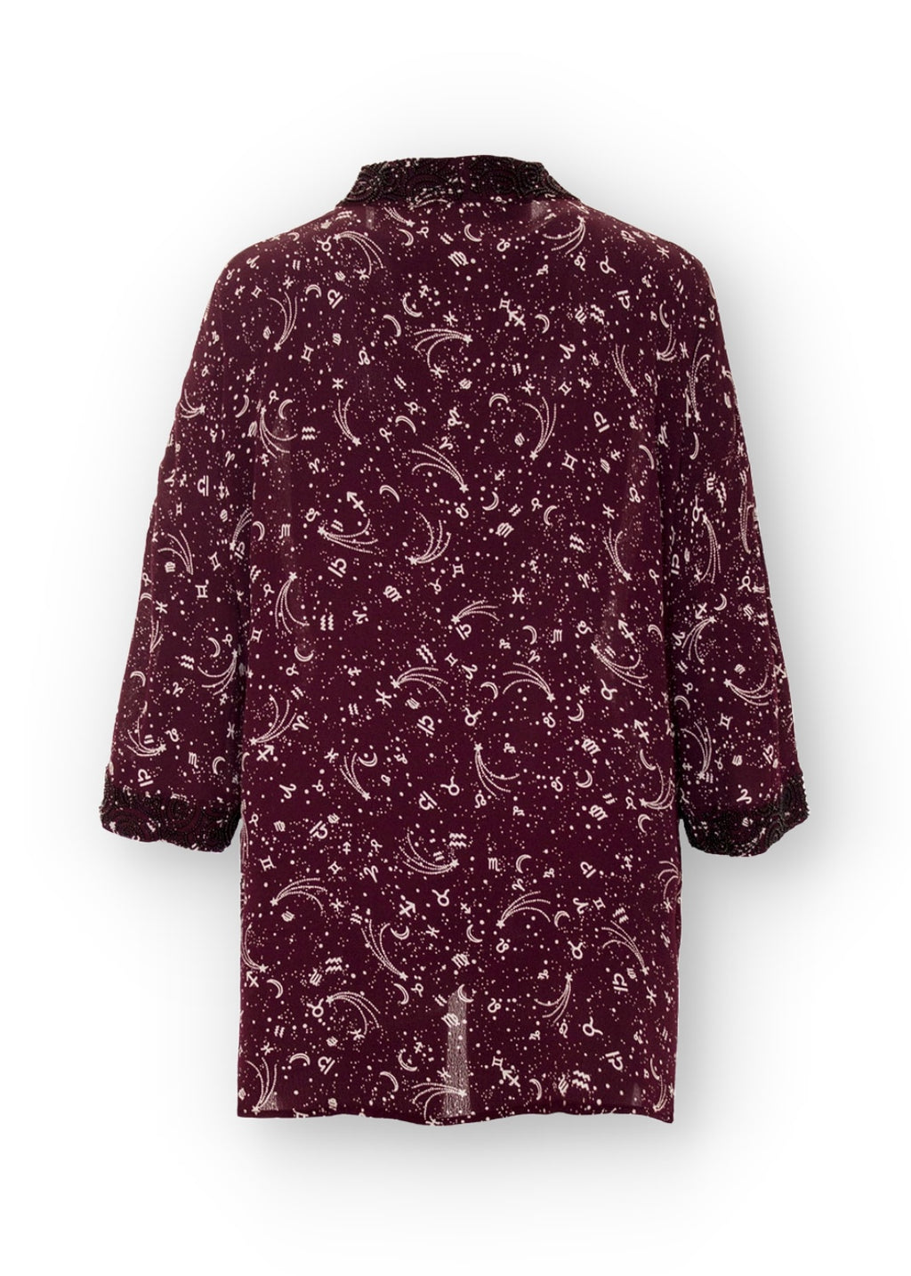 Kimono jacka i pärlbroderad viskos crepe