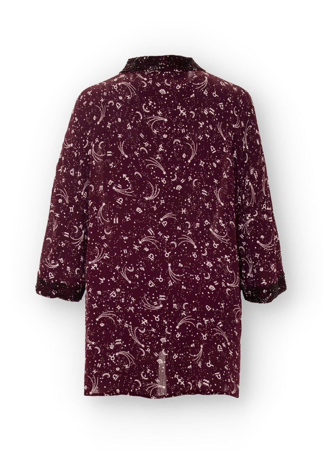 Kimono jacka i pärlbroderad viskos crepe