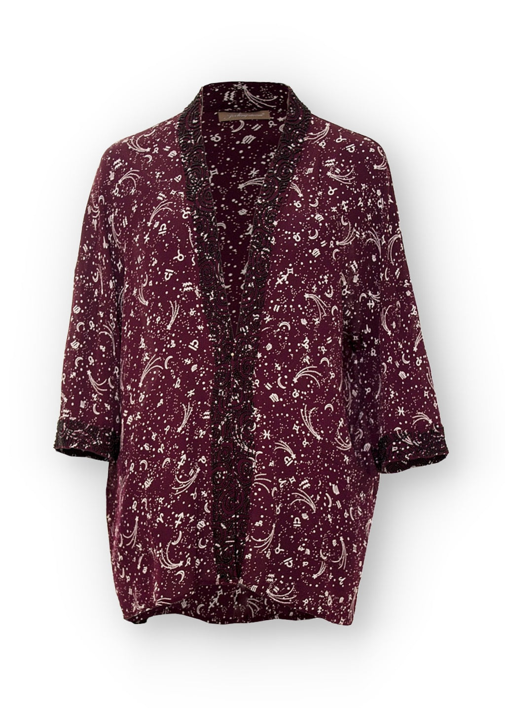 Kimono jacka i pärlbroderad viskos crepe