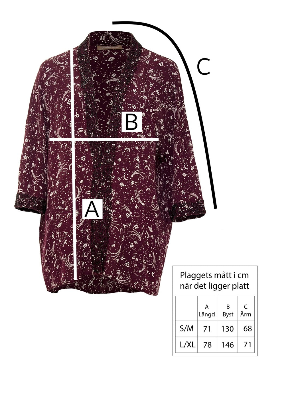 Kimono jacka i pärlbroderad viskos crepe