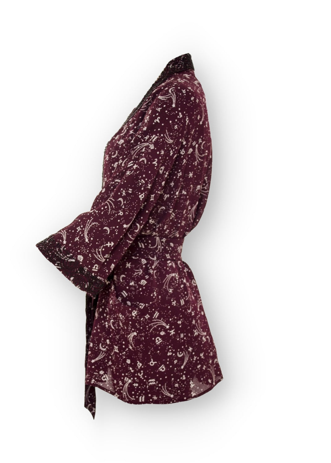 Kimono jacka i pärlbroderad viskos crepe