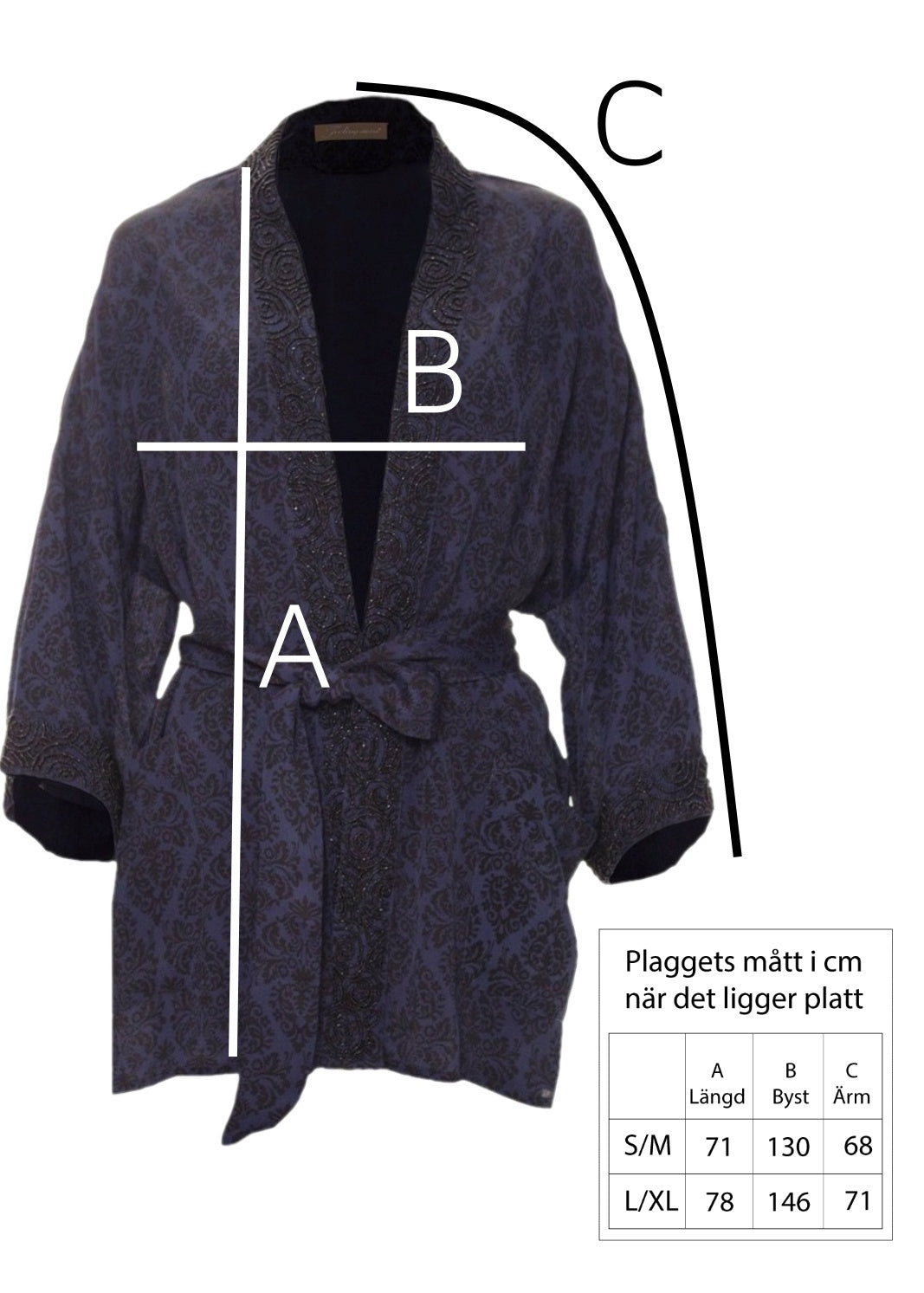 Kimono jacka i pärlbroderad viskos crepe