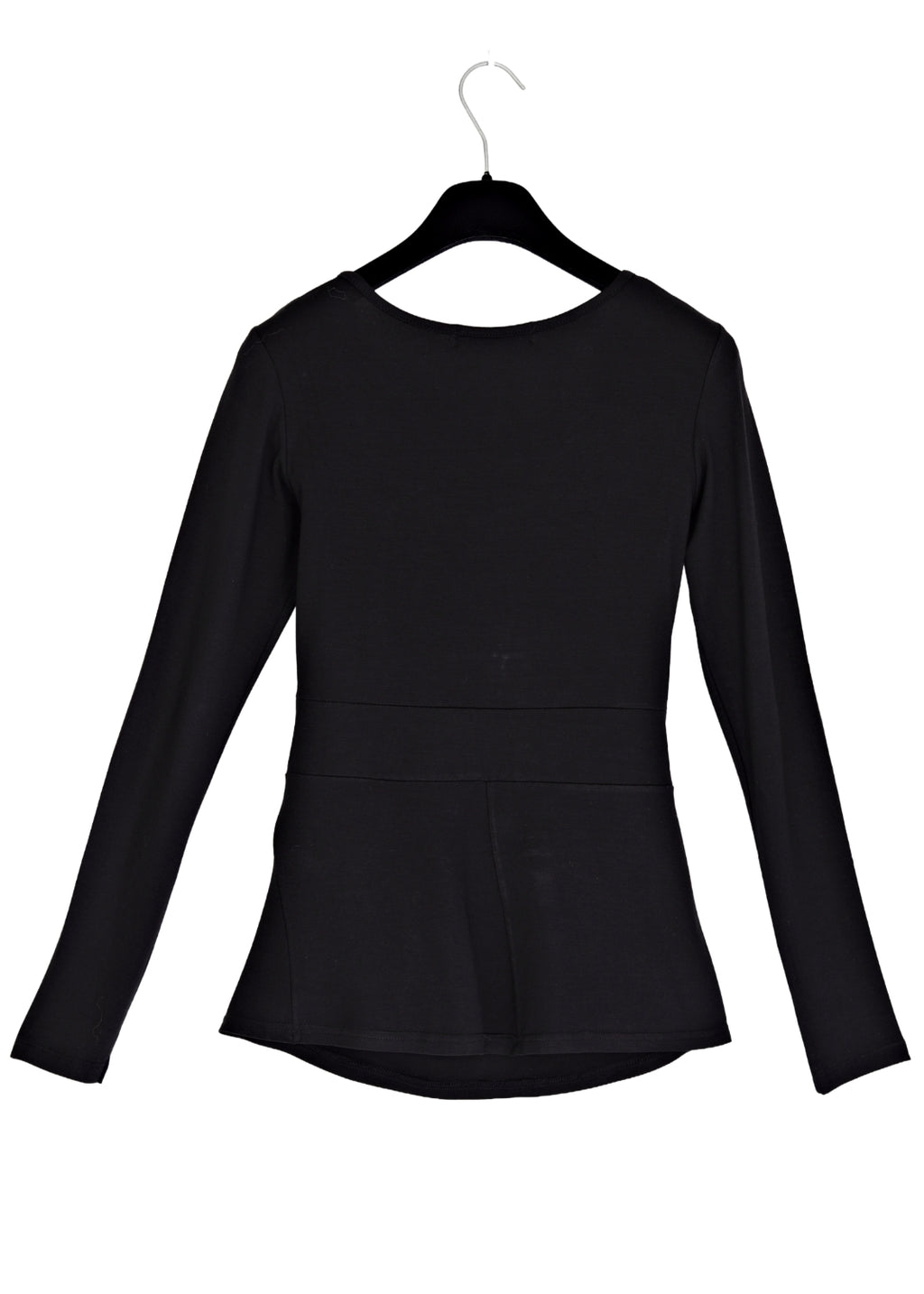 Omlottop med lång ärm i trikå - Black
