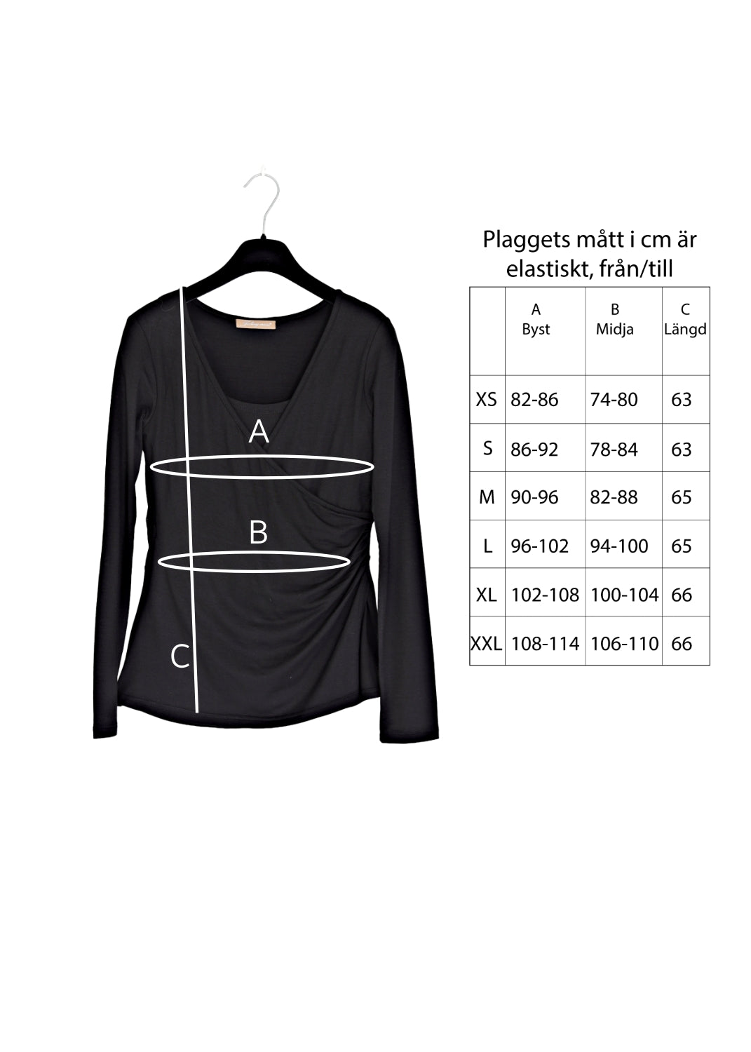 Omlottop med lång ärm i trikå - Black