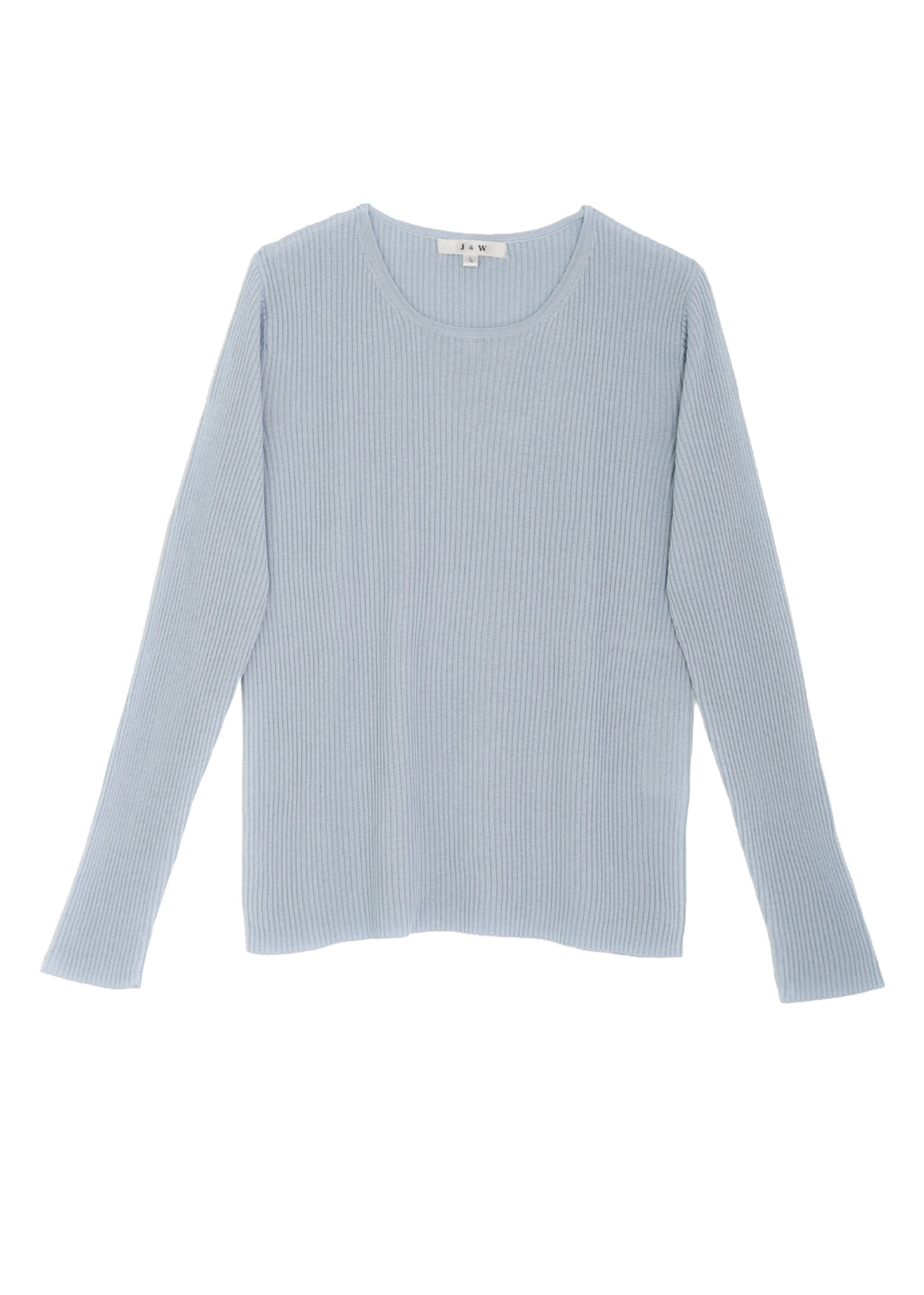 Ribbstickade siden tröja med rund hals är en tidlös klassiker.