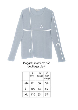 Rundhalsad ribbstickad sidentröja, Sky blue