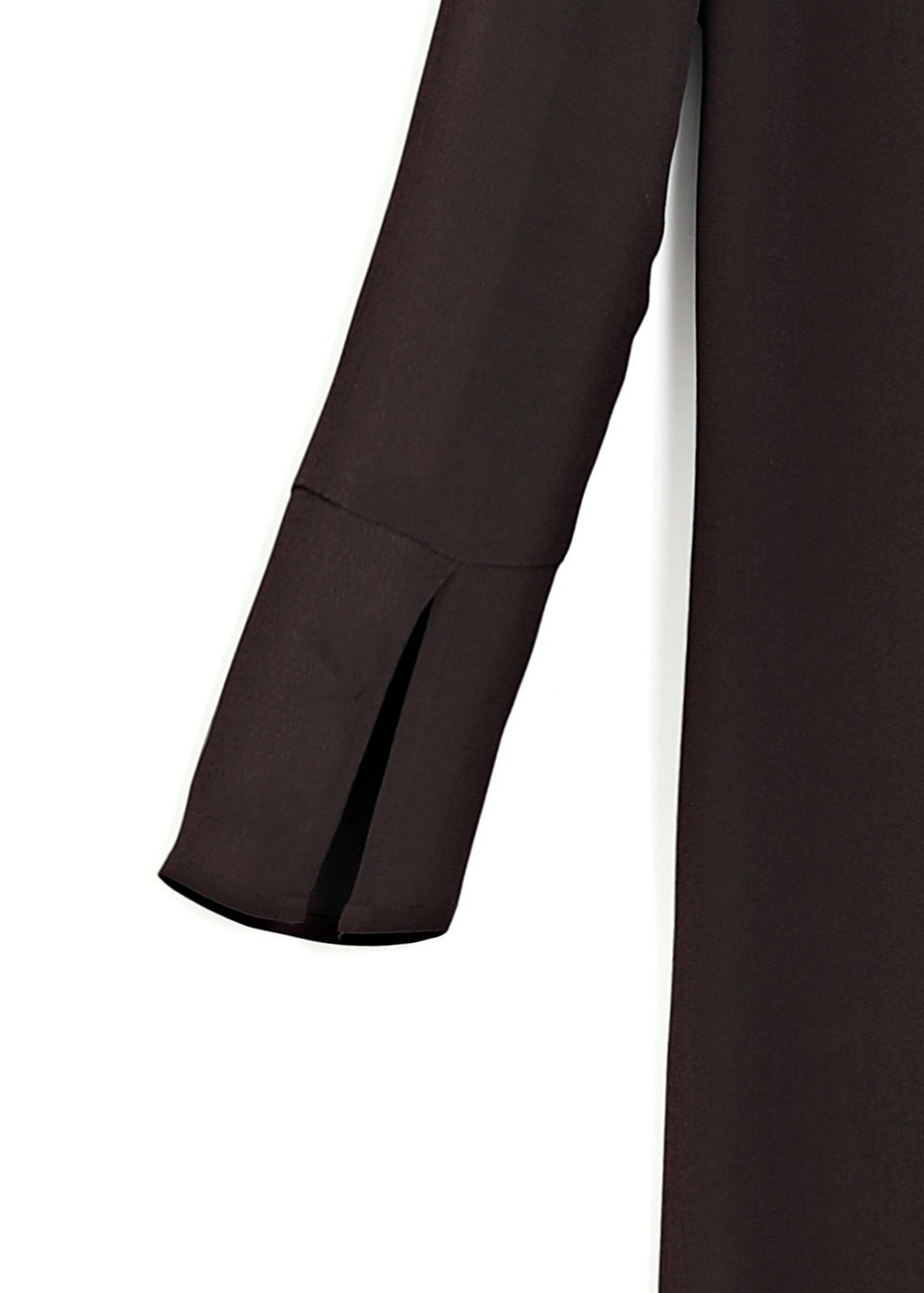 V-ringad midilång klänning med ärm - Espresso brown