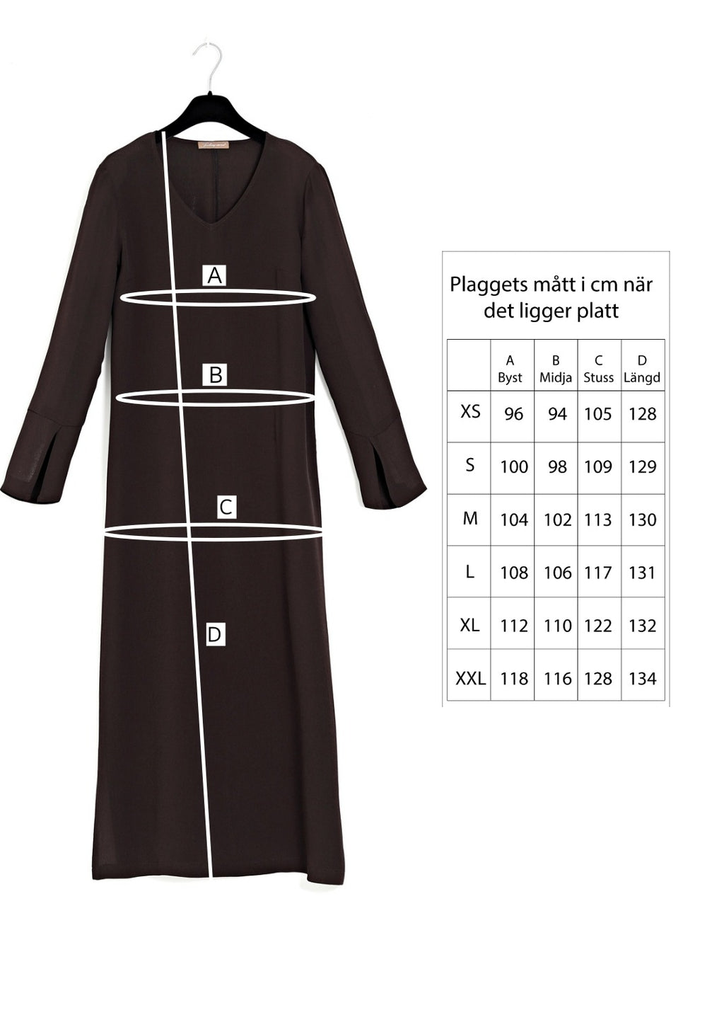 V-ringad midilång klänning med ärm - Espresso brown