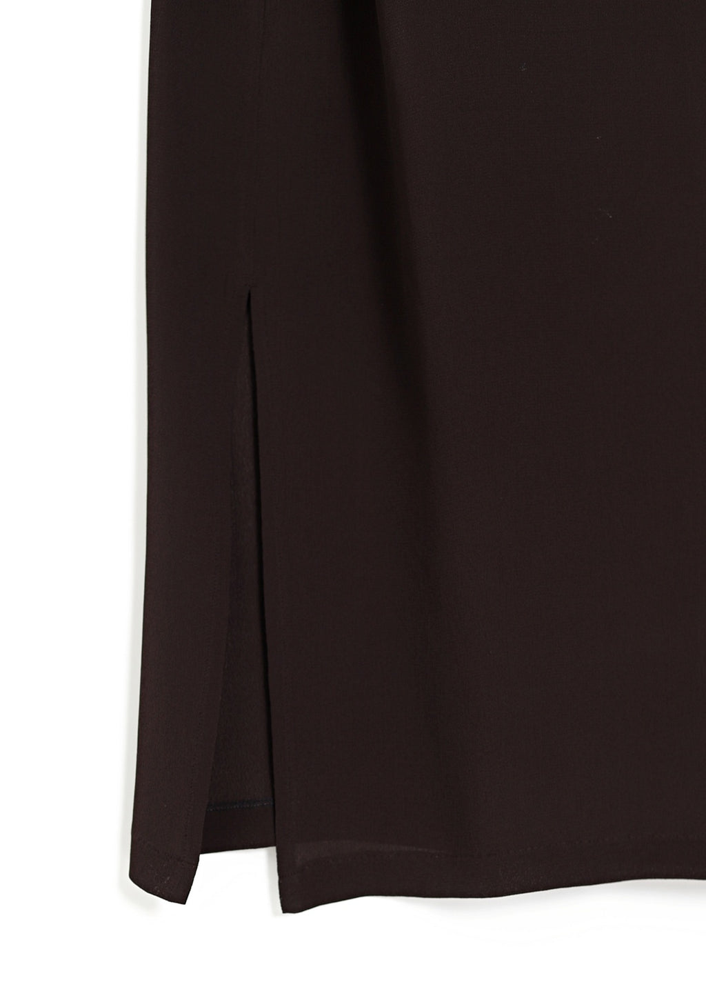 V-ringad midilång klänning med ärm - Espresso brown