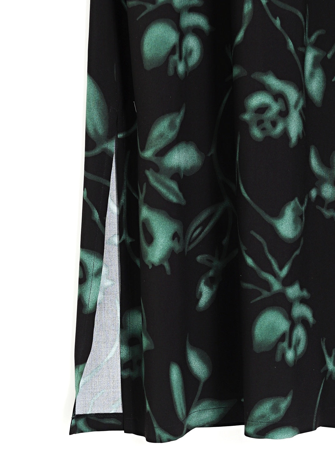 V-ringad midilång klänning med ärm - green/black