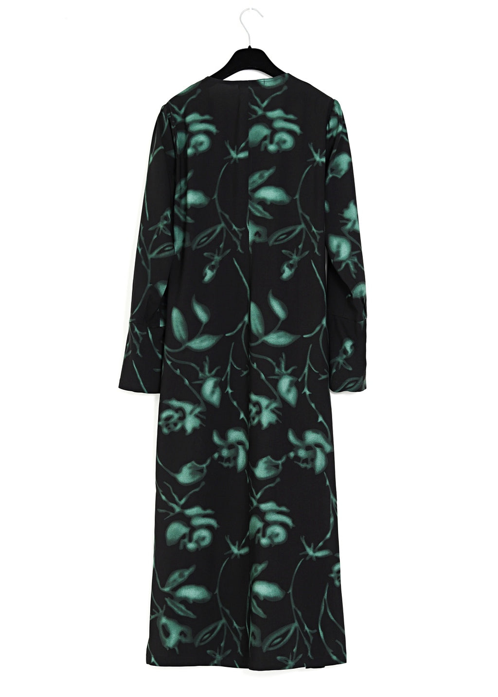 V-ringad midilång klänning med ärm - green/black